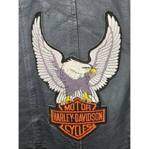 Harley-Davidson Vanguard Leather Vest Size 42 Black Mens Western Style With Eagl